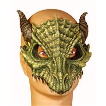 Dragon Adult Green Dinosaur Latex Half Mask