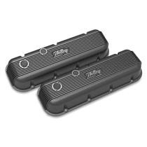 BBC Vintage Series Finned Valve Covers Satin Black Machined Finish