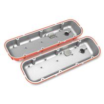 BBC Vintage Series Finned Valve Covers Factory Orange Machined Finish