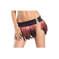 Black and Bubble Gum Pink Feathered MIni Skirt SM/MD