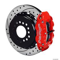 Wilwood Rear Disc Big Brake Kit Ford 9" Big New Style w/ 2.36" Offset Drill Red