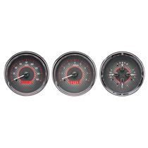 Triple Round Universal VHX System, Carbon Fiber Style Face, Red Display
