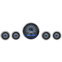 Five-Gauge Round Universal VHX System, Carbon Fiber Style Face, Blue Display