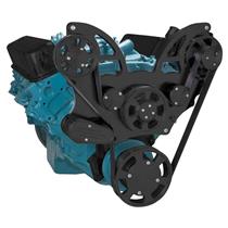 Stealth Black Pontiac Serpentine System for 350-400, 428 & 455 V8 - Alternator Only - All Inclusive
