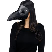 Black Faux Leather Plague Doctor Scary Halloween Mask