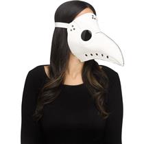 White Faux Leather Plague Doctor Scary Halloween Mask