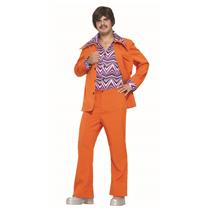 60s 70s Retro Orange Adult Leisure Suit Brady Bunch Costume