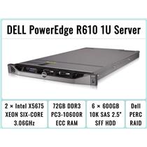 DELL PowerEdge R610 1U Server 2×Six-Core Xeon 3.06GHz + 72GB RAM + 6×600GB RAID