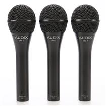3 Audix OM2 Dynamic Hypercardioid Vocal Microphones w/ Carrying Case #46630