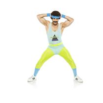 Aerobics Workout Gym Instructor Leotard Mr Energizer Costume Size L/XL
