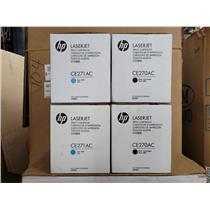 -NEW- LOT OF 4 HP OEM TONERS 2X CE271AC 2X CE270AC FOR HP CP5525 NEW SEALED