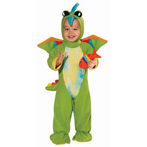 Green Dino Toddler Costume Size 12-18 months Fish Rattle Included