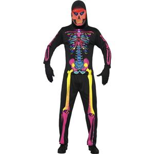 Neon Skeleton Bones Mens Costume Size XL