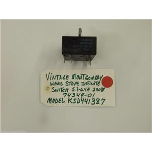 Model KSD441387 Vintage Montgomery Ward Stove 74349-01 Infinite Switch 5.3-6.4A