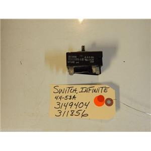 Whirlpool STOVE 3149404  311856  Switch, Infinite 4.4-5.8A    USED