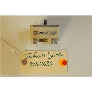 KITCHENAID STOVE 9750639 Infinite Switch (1800w - Rf-lr)   5.4-7.8a  used part