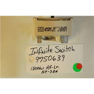 KITCHENAID Stove 9750639 Infinite Switch (1800w - Rf-lr) 5.4-7.8a 240v USED PART