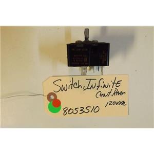 WHIRLPOOL STOVE  8053510 Switch, Infinite (center Rear)   used