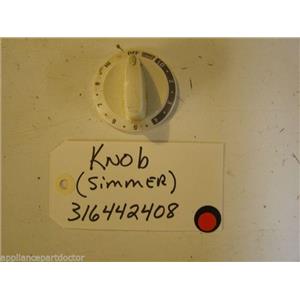 KENMORE STOVE 316442408  Knob  ( SIMMER)  (WHT) used part