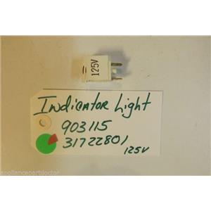 AMANA  STOVE 903115  31722801   Light, Indicator (125v) USED