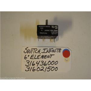 Frigidaire STOVE 316436000  316021500  	Switch,infinite , 6`` Element used part