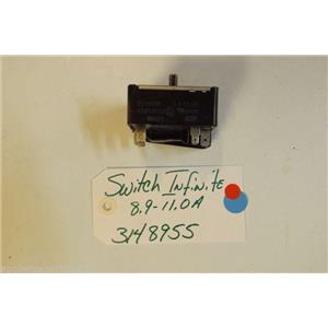 WHIRLPOOL STOVE 3148955 Switch, Infinite  8''  8.9-11.0a   240v   USED PART