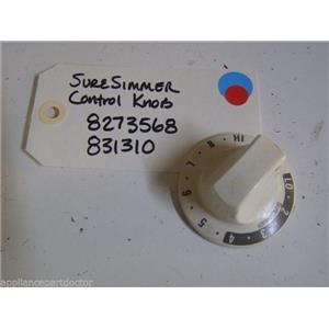 KENMORE STOVE 8273568 831310 SURE SIMMER CONTROL KNOB (bisque) USED