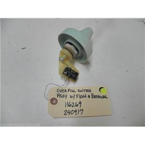 KITCHEN AID DISHWASHER 116269 240917 OVERFILL CONTROL SWITCH W/ FLOAT & RETAINER
