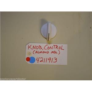 KITCHENAID STOVE 4211913 Knob, Control (almond Mdl.) USED PART