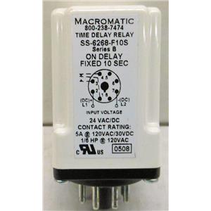MACROMATIC SS-6268-F10S RELAY, TIME DELAY RELAY, 24VAC/VDC INPUT, 8 PIN