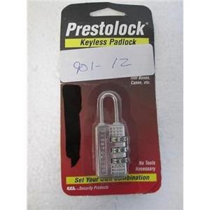 Prestolock Keyless Pad Lock, Silver Alloy metal,  travel Luggage Combo 3 digit
