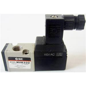 SMC NVK332 AIR PNEUMATIC SOLENOID VALVE, WITH 110VAC SOLENOID, WITH FITTING