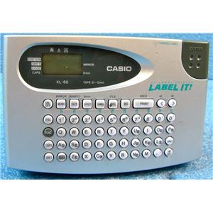 CASIO KL-60 EZ LABEL PRINTER WITH QWERTY KEYBOARD, BATTERY POWERED