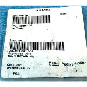 090-0019-00 RETAINING RING, AVIATION AIRCRAFT AIRPLANE REPLACEMENT PART