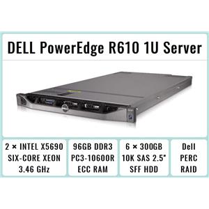 DELL PowerEdge R610 1U Server 2×Xeon X5690 Six-Core 3.46GHz + 96GB RAM + 6×300GB