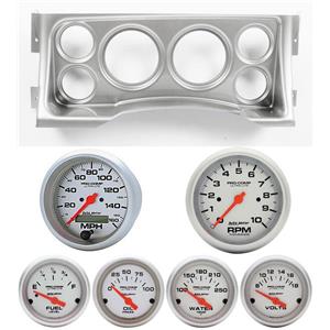 95-98 GM Truck Silver Dash Carrier w/Auto Meter Ultra Lite Electric Gauges