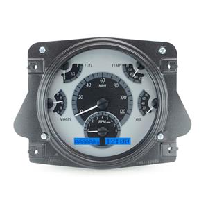 1966-77 Ford Bronco VHX System, Satin Alloy Face - Blue Display