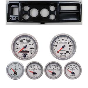 73-79 Ford Truck Carbon Dash Carrier w/ Auto Meter 3-3/8" Ultra-Lite II Gauges