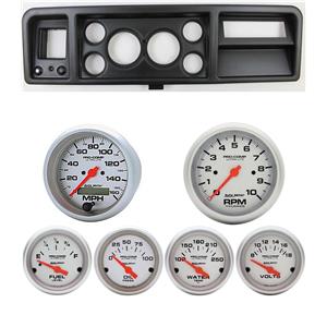 73-79 Ford Truck Black Dash Carrier w/ Auto Meter Ultra-Lite Electric Gauges
