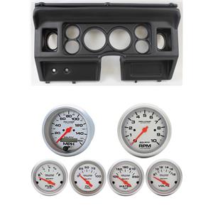 80-86 Ford Truck Black Dash Carrier w/ Auto Meter Ultra-Lite Electric Gauges