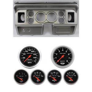 80-86 Ford Truck Silver Dash Carrier w/ Auto Meter Sport Comp Electric Gauges