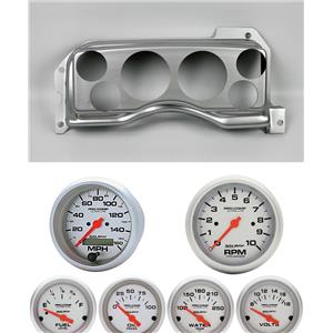 90-93 Mustang Silver Dash Carrier w/ Auto Meter Ultra Lite Electric Gauges
