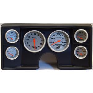 78-81 Chevy G Body Black Dash Carrier w/ Auto Meter Ultra Lite Electric Gauges