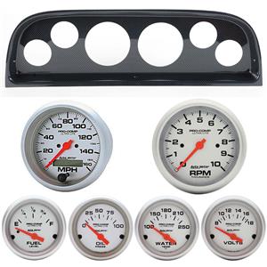 60-63 Chevy Truck Carbon Dash Carrier w/Auto Meter Ultra Lite Electric Gauges