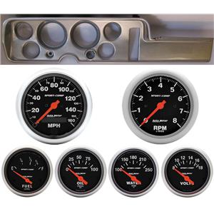 68 GTO Silver Dash Carrier w/Auto Meter Sport Comp Electric Gauges