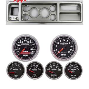 73-79 Ford Truck Silver Dash Carrier w/ Auto Meter 3-3/8" Sport Comp II Gauges