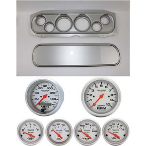 69-70 Cougar Silver Dash Carrier w/ Auto Meter Ultra Lite Electric Gauges
