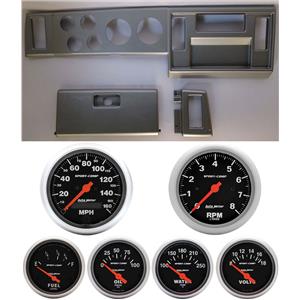 82-86 S10 Pickup Silver Dash Carrier w/ Auto Meter Sport Comp Electric Gauges