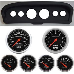 61-66 Ford Truck Black Dash Carrier w/ Auto Meter Sport Comp Electric Gauges
