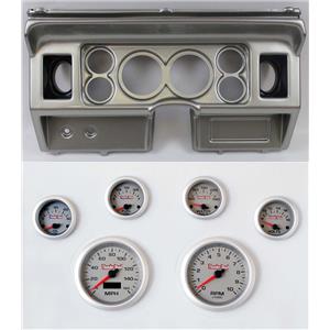 80-86 Ford Truck Silver Dash Carrier w/ 3-3/8" Concourse Series Silver Gauges